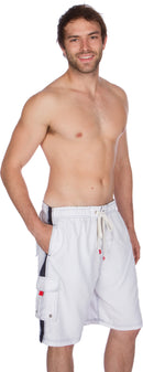 Sakkas Mens Solid Color with Contrast Stripes Skate Surf Board Short  Swim Trunks