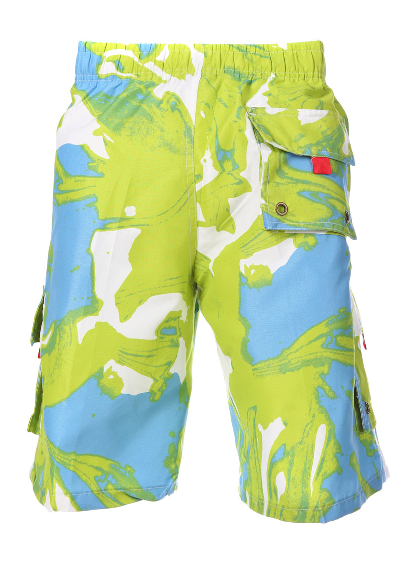 Sakkas Mens Multi Color Wave Design Skate Surf Board Short Swim Trunks