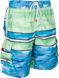 Sakkas Dominic Striped Watercolor Washed Skate Surf Board Short / Swim Trunk#color_Blue/Green