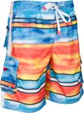 Sakkas Dominic Striped Watercolor Washed Skate Surf Board Short / Swim Trunk#color_Blue/Orange