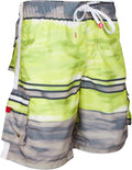 Sakkas Dominic Striped Watercolor Washed Skate Surf Board Short / Swim Trunk#color_Lime