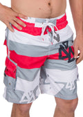 Sakkas Xavier Stretch Waistband No Wet Swim Trunk/ Boardshorts#color_Red