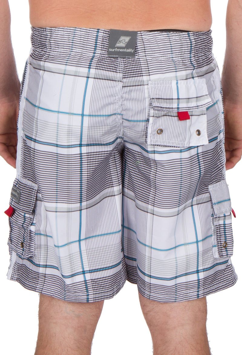 Sakkas Axel Plaid Stretch Waistband No Wet Swim Trunk/ Boardshorts