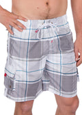 Sakkas Axel Plaid Stretch Waistband No Wet Swim Trunk/ Boardshorts#color_Grey