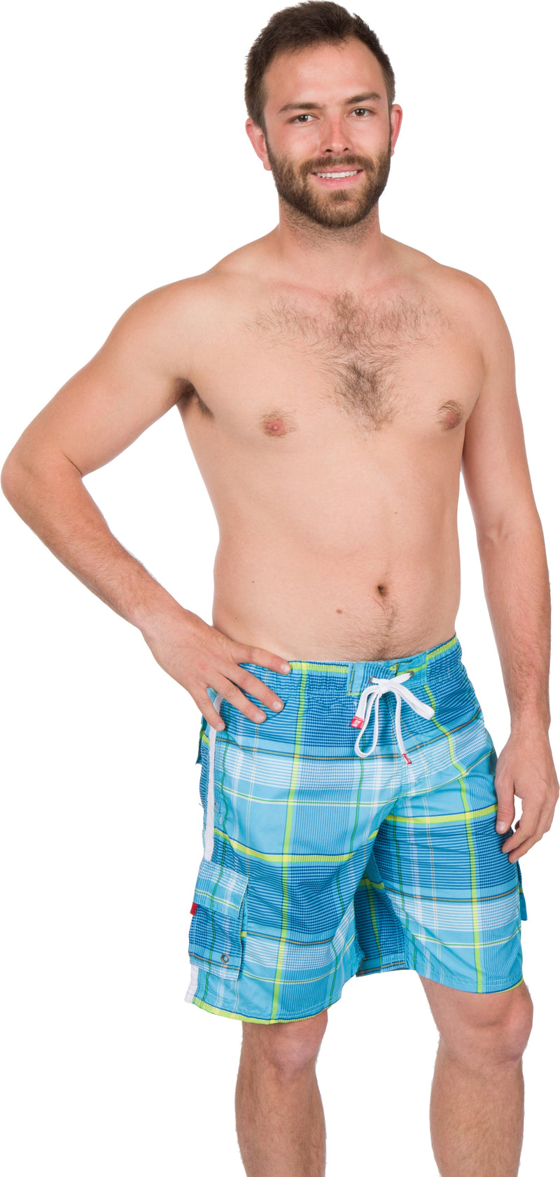 Sakkas Axel Plaid Stretch Waistband No Wet Swim Trunk/ Boardshorts