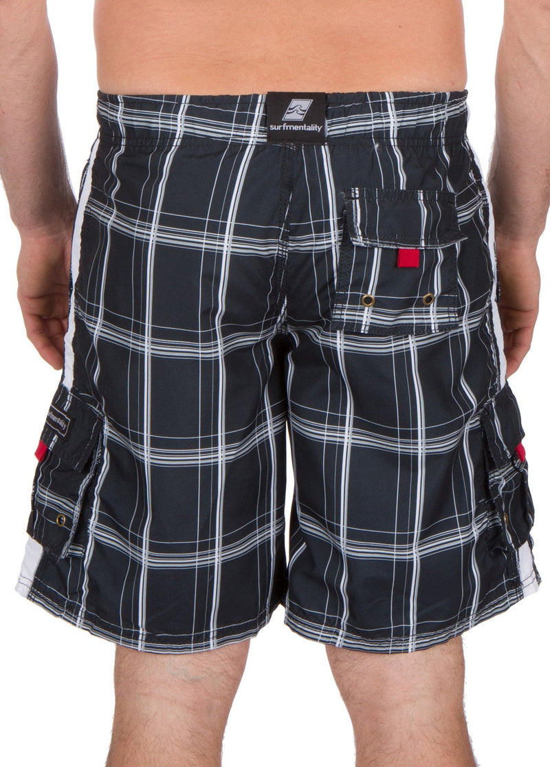 Sakkas Jaxon Plaid Stretch Waistband No Wet Swim Trunk/ Boardshorts