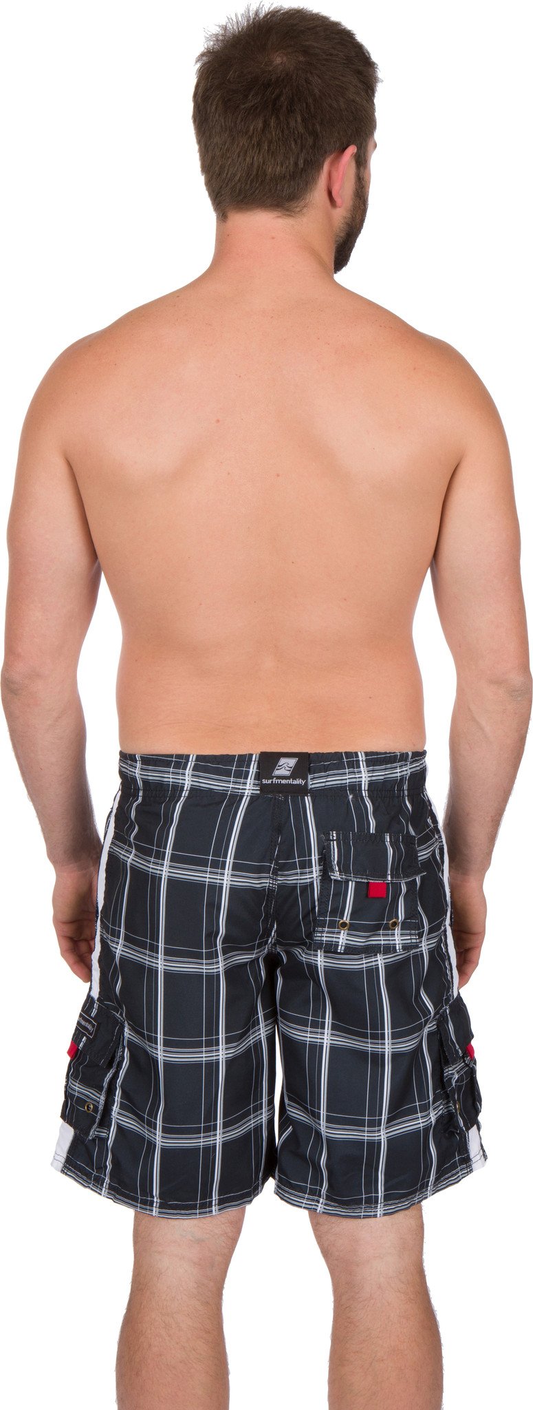 Sakkas Jaxon Plaid Stretch Waistband No Wet Swim Trunk/ Boardshorts