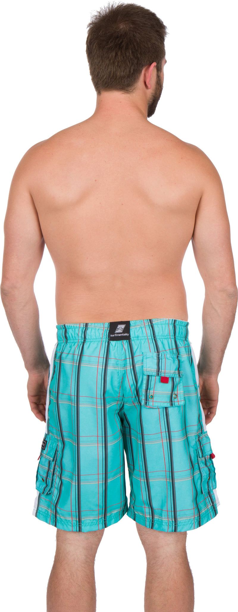 Sakkas Jaxon Plaid Stretch Waistband No Wet Swim Trunk/ Boardshorts