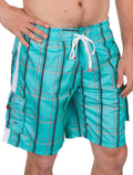 Sakkas Jaxon Plaid Stretch Waistband No Wet Swim Trunk/ Boardshorts#color_Blue