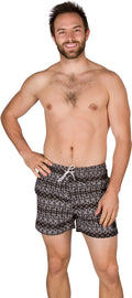 Sakkas Levi Aztec Pattern Printed Short Length Skate Surf Board Short / Swim Trunk#color_Black