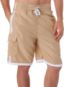 Sakkas Mens Contrast Stripes Skate Surf Board Short / Swim Trunks