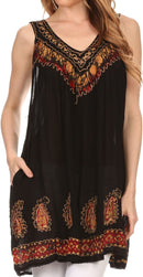 Sakkas Jodie besticktes Batik-Oberteil mit Rundhalsausschnitt / Bluse