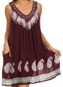 Sakkas Jodie Embroidered Scoop Neck Tie Dye Top / Blouse