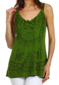 Sakkas Kavita Stonewashed Rayon Tank Top#color_Green