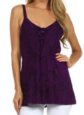 Sakkas Kavita Stonewashed Rayon Tank Top#color_Purple