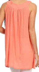 Sakkas Tyra  Sequin Embroidered Relaxed Fit Sleeveless V-Neck Top