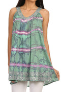 Sakkas Naya Sequin Embroidered Relaxed Fit Sleeveless V-Neck Top#color_Mint