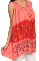 Sakkas  Lexi Embroidered two tone Sleeveless V neck Top