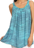Sakkas Rachel Verigated Embroidered neck Picot trim Tank top#color_Blue