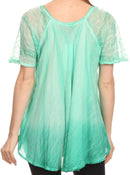 Sakkas  Vilma Long Blouse With Embroidery Lace Cap Sleeves And Corset Enclosure