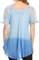 Sakkas  Vilma Long Blouse With Embroidery Lace Cap Sleeves And Corset Enclosure