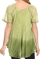 Sakkas  Vilma Long Blouse With Embroidery Lace Cap Sleeves And Corset Enclosure