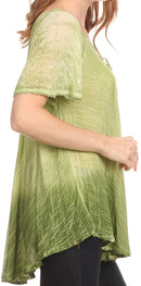 Sakkas  Vilma Long Blouse With Embroidery Lace Cap Sleeves And Corset Enclosure
