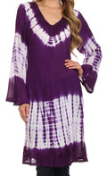 Sakkas Aaheli Tie-Dye Tunic Top / Blouse / Cover Up#color_Purple
