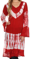Sakkas Aaheli Tie-Dye Tunic Top / Blouse / Cover Up#color_Red