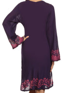 Sakkas Amme Batik Embroidered V-Neck Long Sleeve Blouse / Tunic