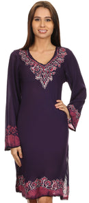 Sakkas Amme Batik Embroidered V-Neck Long Sleeve Blouse / Tunic