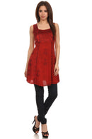 Sakkas Kalee Embroidered Adjustable Sleeveless Tunic Blouse / Short Dress