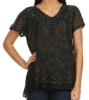 Sakkas Hope Embroidery And Seqiun Accents Summer Blouse