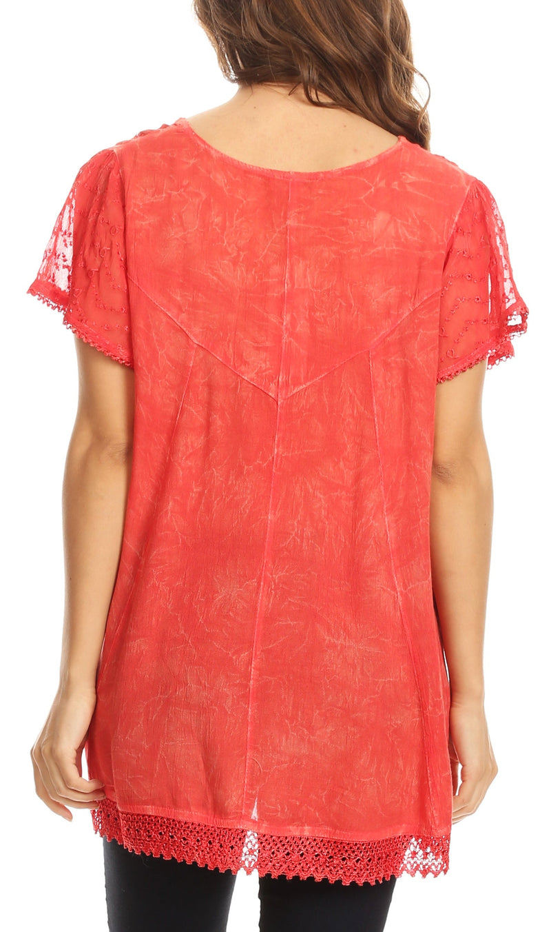 Sakkas Hope Embroidery And Seqiun Accents Summer Blouse