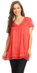 Sakkas Hope Embroidery And Seqiun Accents Summer Blouse