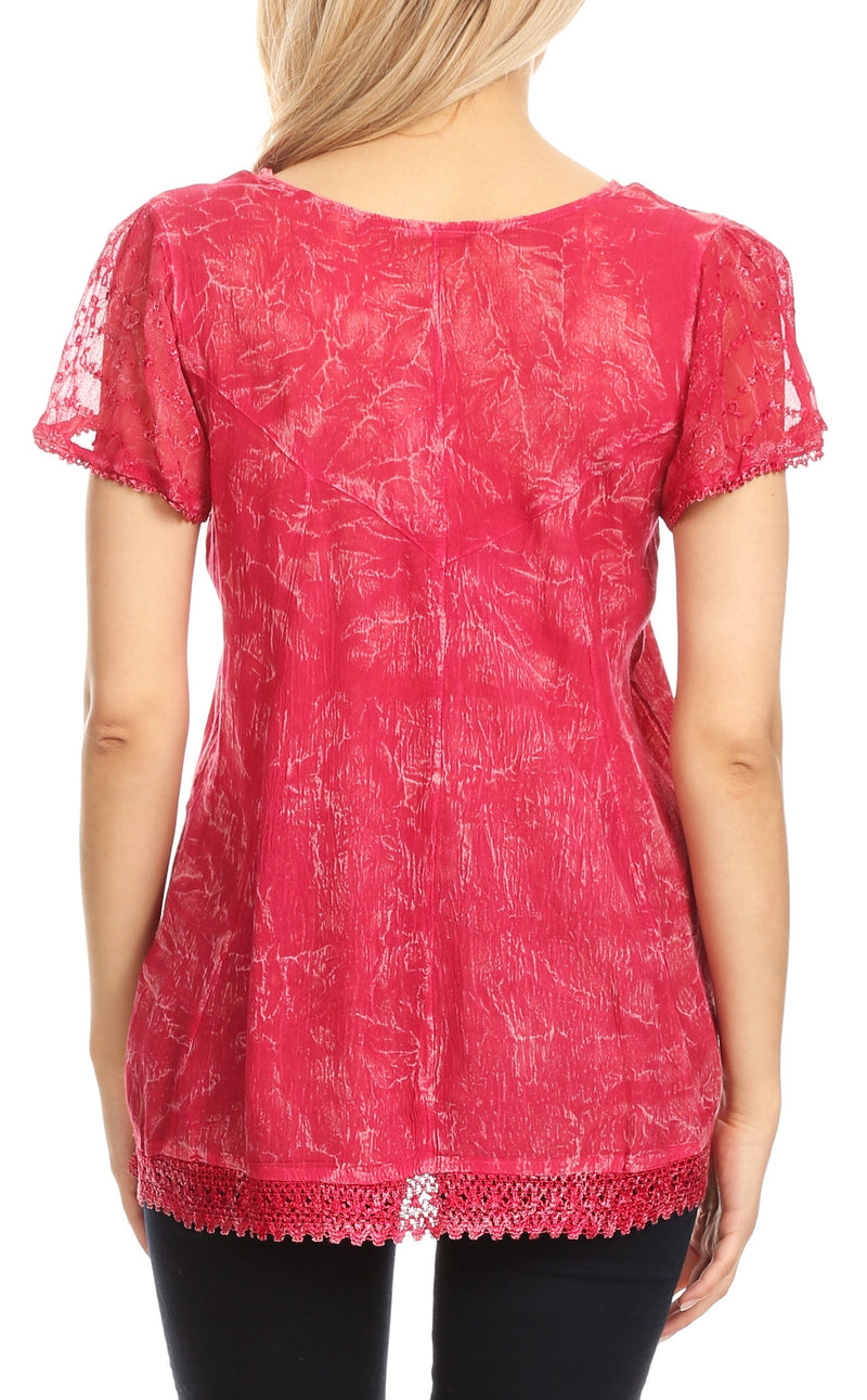 Sakkas Hope Embroidery And Seqiun Accents Summer Blouse