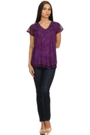 Sakkas Hope Embroidery And Seqiun Accents Summer Blouse