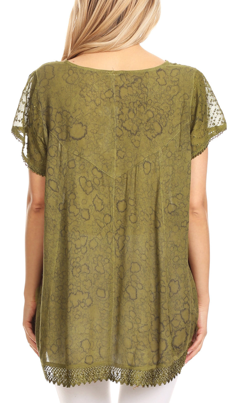 Sakkas Charolette Embroidery And Seqiun Accents Blouse