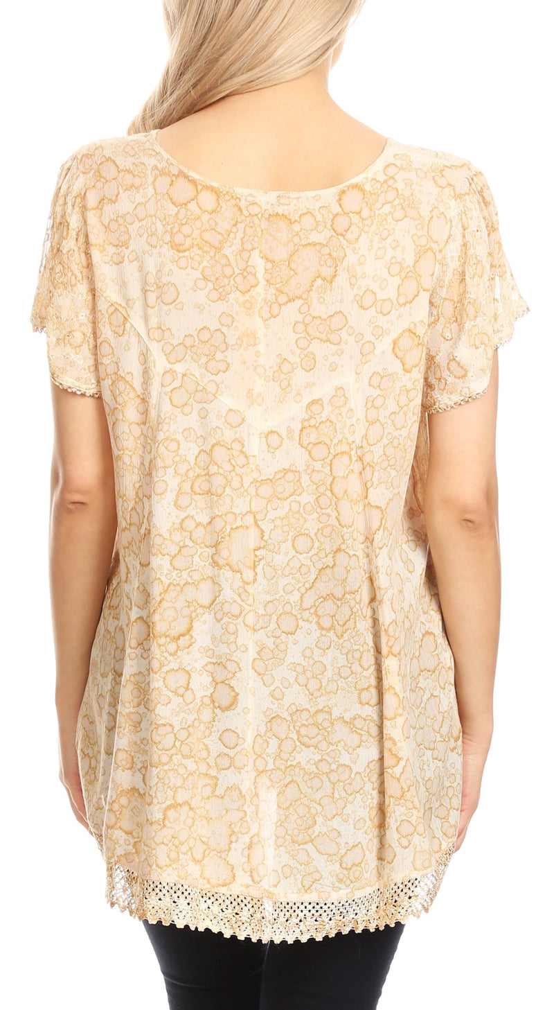 Sakkas Charolette Embroidery And Seqiun Accents Blouse