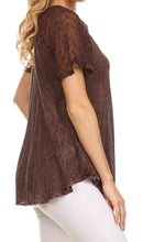 Sakkas Ellie Sequin Embroidered Cap Sleeve Scoop Neck Relaxed Fit Blouse