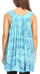 Sakkas Nadiyah Long Scoop Neck Embroidered Tank Top Sleeveless Blouse Shirt Top