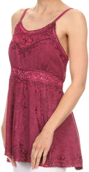 Sakkas Julaeya Embroidered Adjustable Circle Spaghetti Strap Blouse Shirt Top