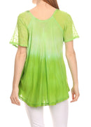 Sakkas Reya Lace Embroidered Cap Sleeve Corset Tie Dye Blouse Top Shirt