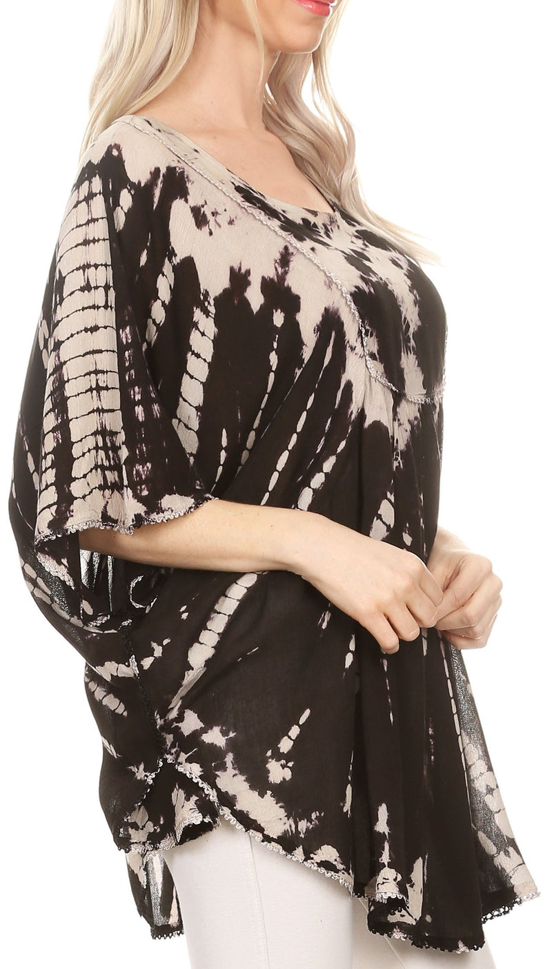 Sakkas Sunia Tie Dye Caftan Sleeve Blouse | Cover Up