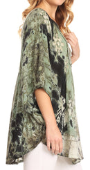 Sakkas Vanya Floral and Palm Tree Batik Circle Top with Sequins and Embroidery