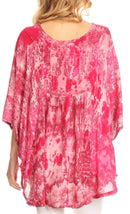 Sakkas Vanya Floral and Palm Tree Batik Circle Top with Sequins and Embroidery