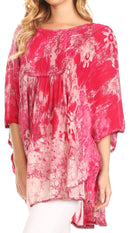 Sakkas Vanya Floral and Palm Tree Batik Circle Top with Sequins and Embroidery