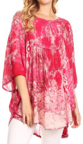 Sakkas Vanya Floral and Palm Tree Batik Circle Top with Sequins and Embroidery#color_Pink 