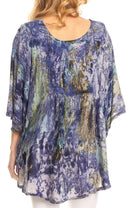 Sakkas Vanya Floral and Palm Tree Batik Circle Top with Sequins and Embroidery
