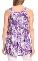 Sakkas Donata Summer Casual Tank Top V-neck Sleeveless Tie-dye with Batik